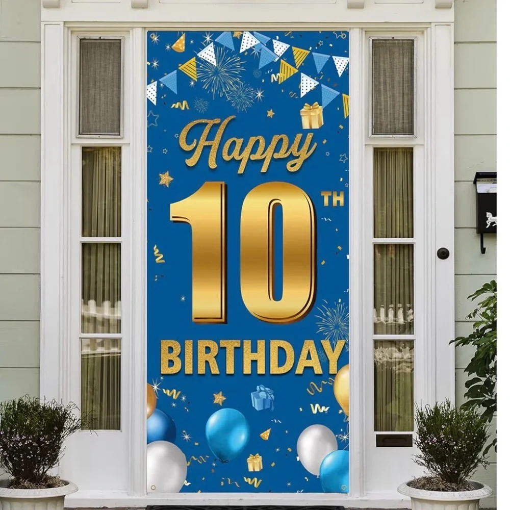 Blue and White 10th Birthday Party Supplies Set